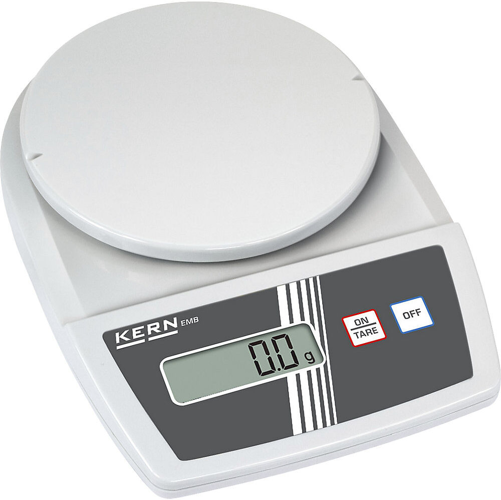 Laborwaage, 2-Tasten-Bedienung, Wägebereich bis 5200 g, Ablesbarkeit 5 g, Wägeplatte 150 mm KERN