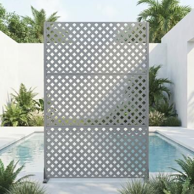 Lirago 2Pcs Outdoor Freestanding Metal Privacy Screen Decorative Partition Panel for Patio Garden Balcony