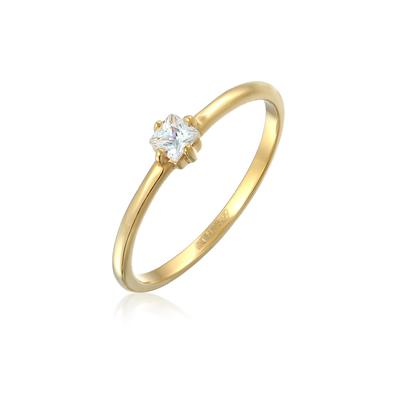 Verlobungsring ELLI "Ring Zirkonia Solitär 925 Silber" Gr. 52, gold, Fingerringe, Damen, 52, Silber 925 (Sterlingsilber), Verlobungsring