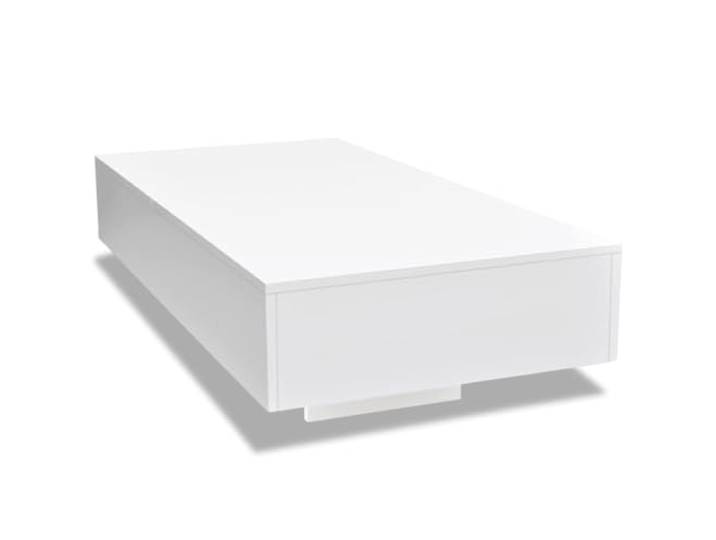 RJPLMFV Rechteckiger Couchtisch, weiß, glänzend Hochwertiges MDF, moderner Look, leicht zu reinigen, vielseitig einsetzbar