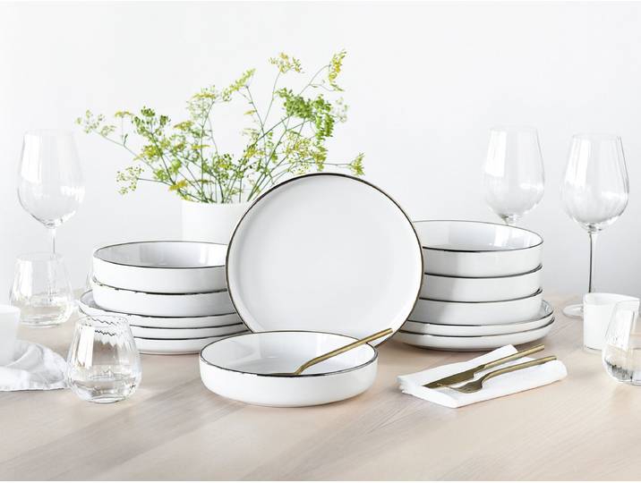 Tafelservice Nordic Festive 12-teilig Weiß/Weiß