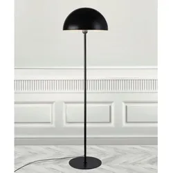 Schwarze puristische Stehleuchte 140 cm hoch mit kuppelförmigem  Schirm