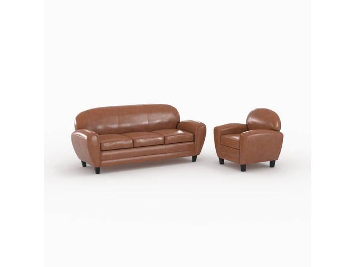 Ensemble canapé et fauteuil camel 4 places - Club - Maison Pavane