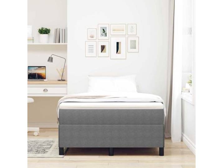 KTHLBRH Boxspringbett hellgrau 120 x 200 cm Stoff aus Cords Gestell aus Kiefernholz, inklusive Lattenrost, Beine aus schwarzem Kunststoff, Unterstützung 280 kg