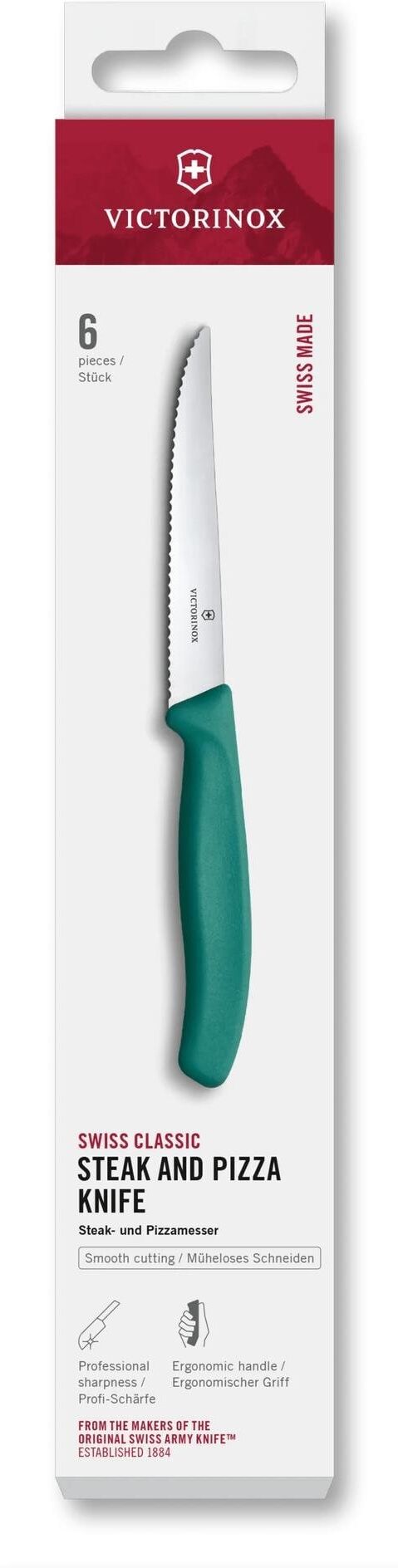 Steakmesser VICTORINOX "Swiss Classic, 11 cm, 6 Stück", grün, 6 Stk., Stahl, Essmesser, Steakmesser grün 6 Stk.