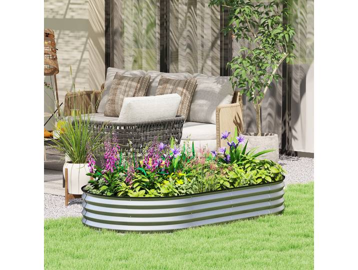 Outsunny Jardinière Surélevée Acier 181x93x30cm Argent