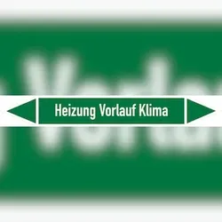 Rohrleitungskennzeichen Heizung Vorlauf Klima - 270x37 mm Folie selbstklebend