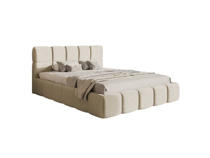 Polsterbett 120x200 cm Cloudy hellbeige Chenille wasserabweisend