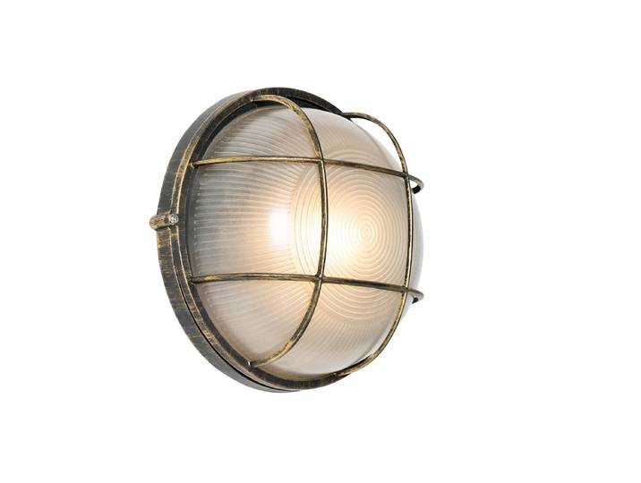 Industriële buitenwandlamp antiek goud IP44 - Hanneke