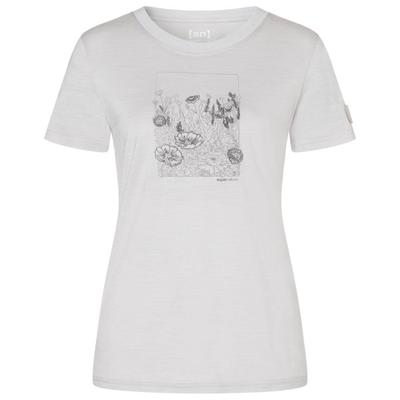 super.natural - Women's Flower Field Bio Jersey Tee - Merinoshirt Gr L weiß/grau