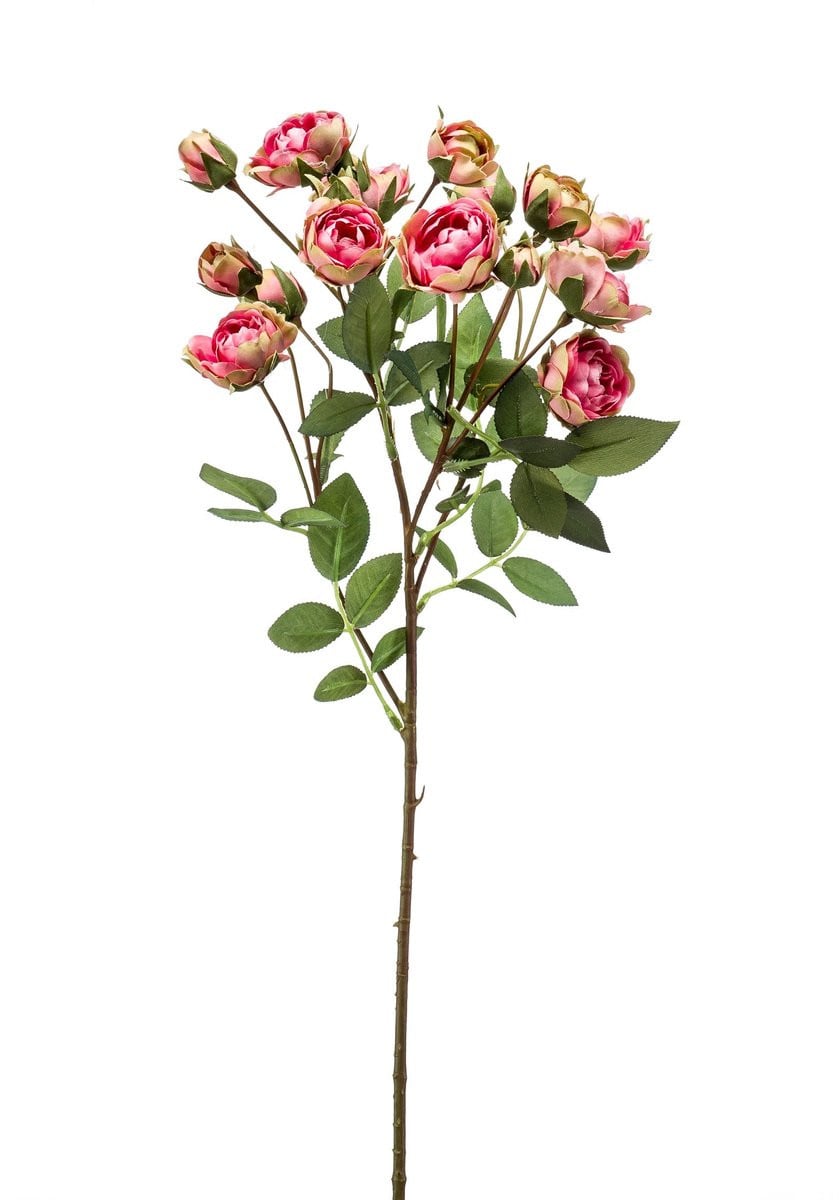 Emerald Kunstbloem Roos mini 57cm roze/groen - Kunstplant voor binnen