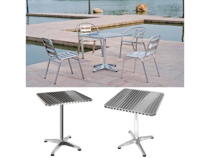 Table Bistro Haute de Bar Aluminium Réglage en Hauteur 70-110 cm - OHMG - Meuble Terrasse Salon