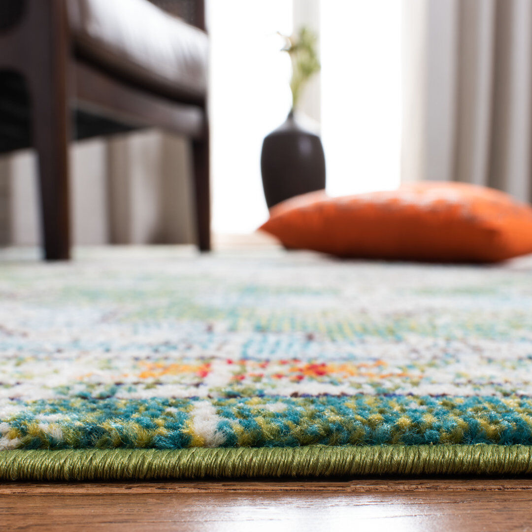 Latitude Vive Wisner Oriental Area Rug Green Square 201cm
