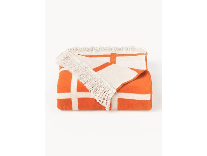 Geruite zachte katoenen plaid Edison met franjes