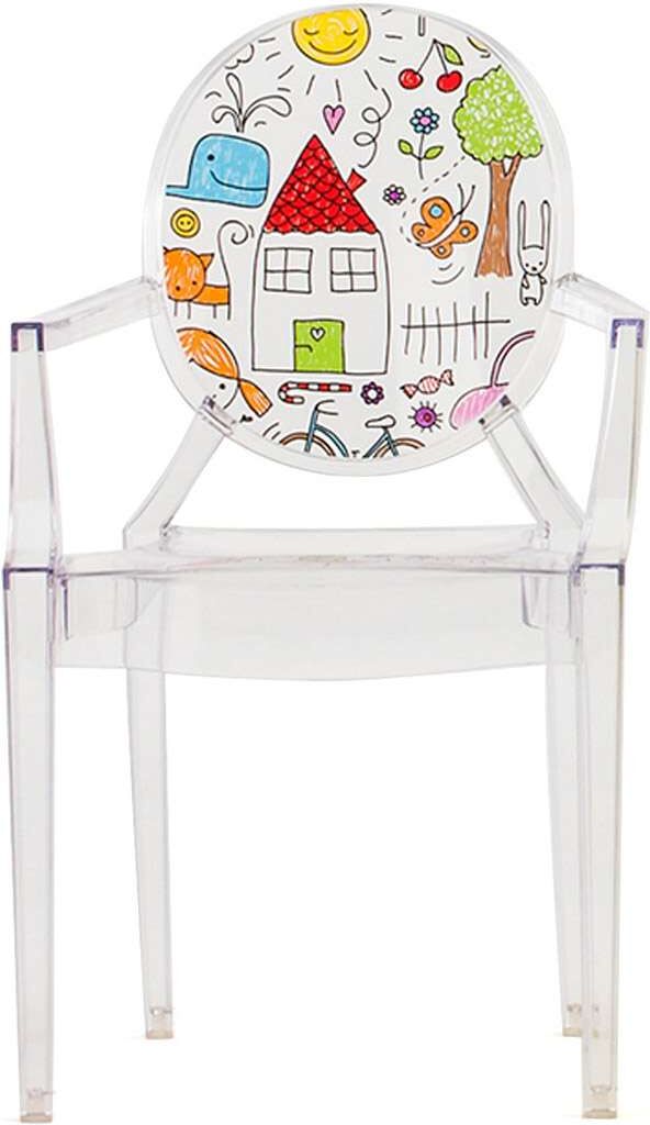 Kartell Lou Lou Ghost Kinderstuhl Special Edition (glasklar transparent / Dekor ... glasklar transparent / Dekor Zeichnung