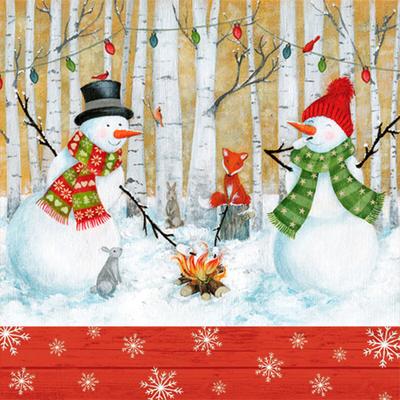 ti-flair 20 Papierservietten 33x33cm Schneemänner Waldmotiv 3lagige Weihnachtsservietten