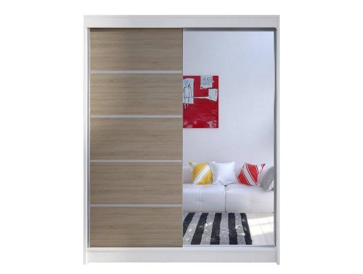 MIRJAN24 Kleiderschrank Camino III (mit Schiebetüren und Spiegel) Aluminiumgleitschienen, Schwebetürenschrank