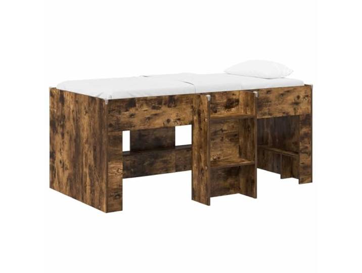 PUGYNBK Hochbettgestell für Kinder, rauchige Eiche, 80 x 160 cm Robustes Holz, integrierte Leiter, Unterbettaufbewahrung, TPE-Protektoren