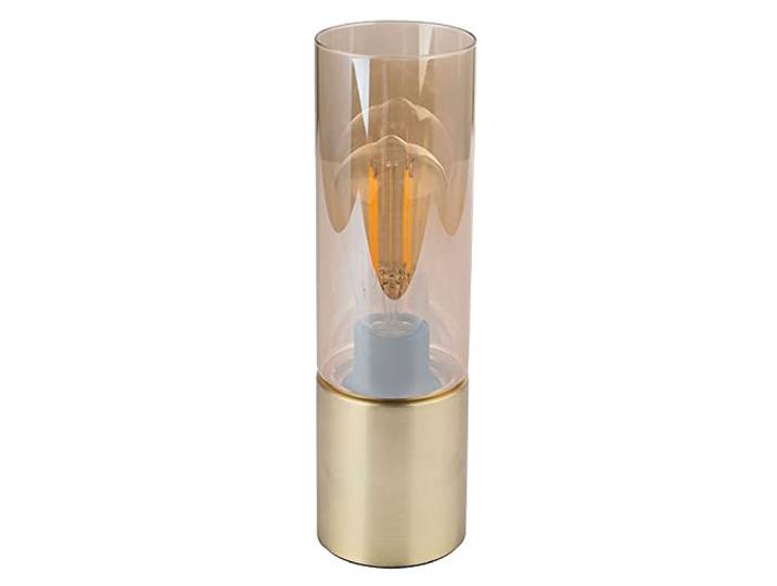 Globo Schreib Tisch Lampe Glas Leuchte Zylinder Textilkabel Messing Matt Touch Ein Aus, Braun, medium, Globo