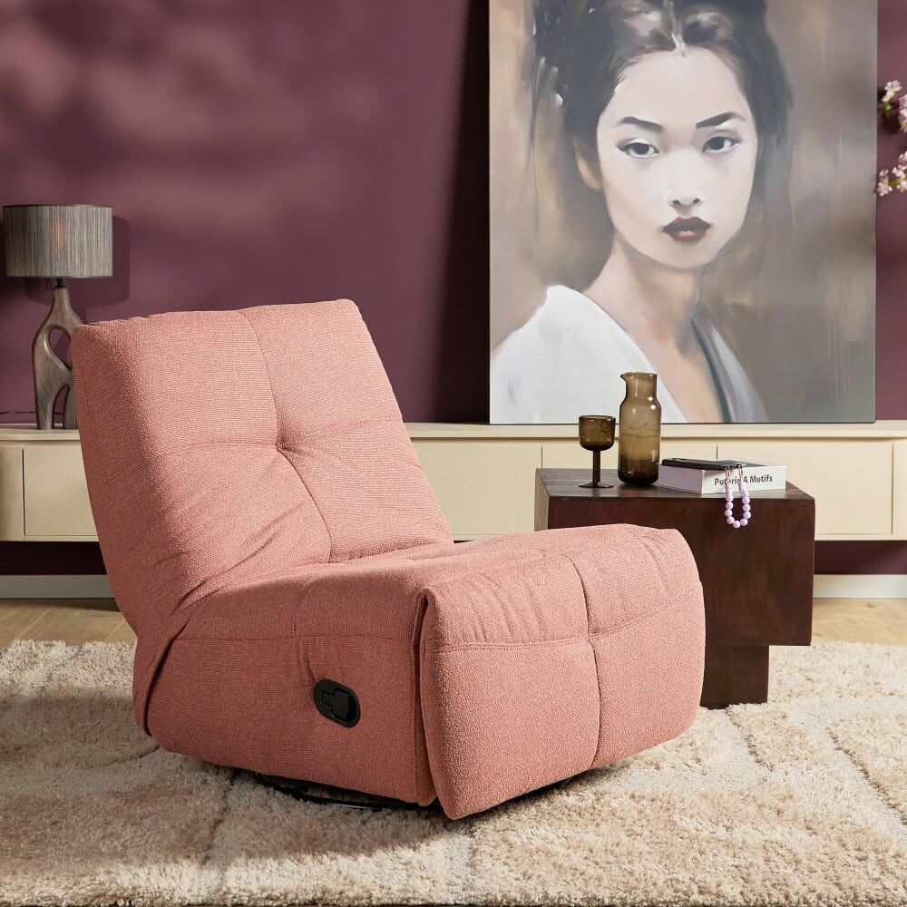Pier import Fauteuil relax inclinable en tissu rose Rose 78x98x97cm