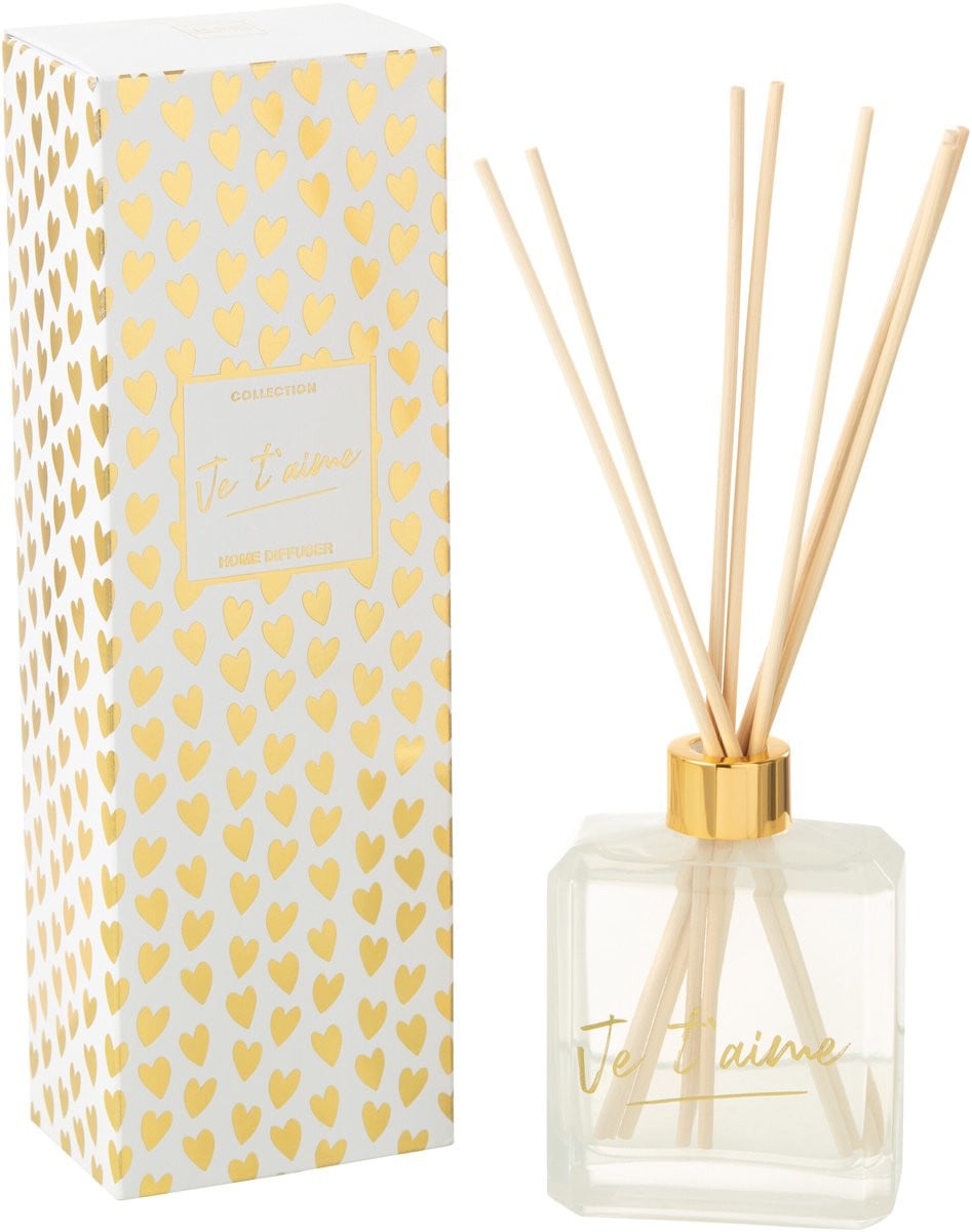 J-Line Geurstokjes Je T'aime Ginger Woord - Glas - Goud