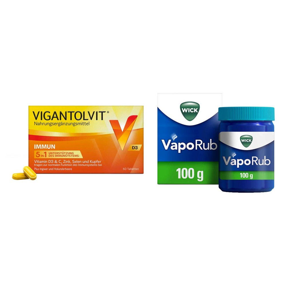 WICK Pharma - Zweigniederlassung der Procter & Gam Vigantolvit Immun Filmtabletten 60 stk + Wick Vaporub Erkältungs 08102476