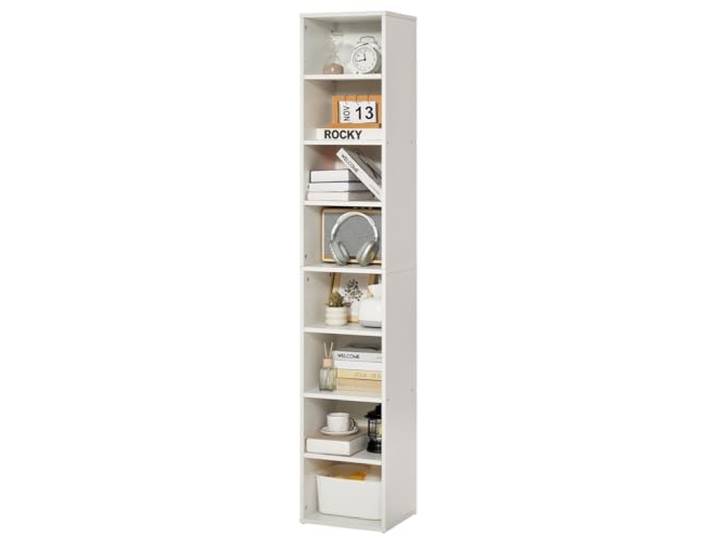 VEVOR Bibliothèque étroite à 8 Niveaux\, bibliothèque de Rangement Haute Ouverte en Bois avec étagère réglable en Hauteur\, 180 cm\, étagère de Rangement autoportante pour Chambre\, Salon\, Bureau\, Blanc