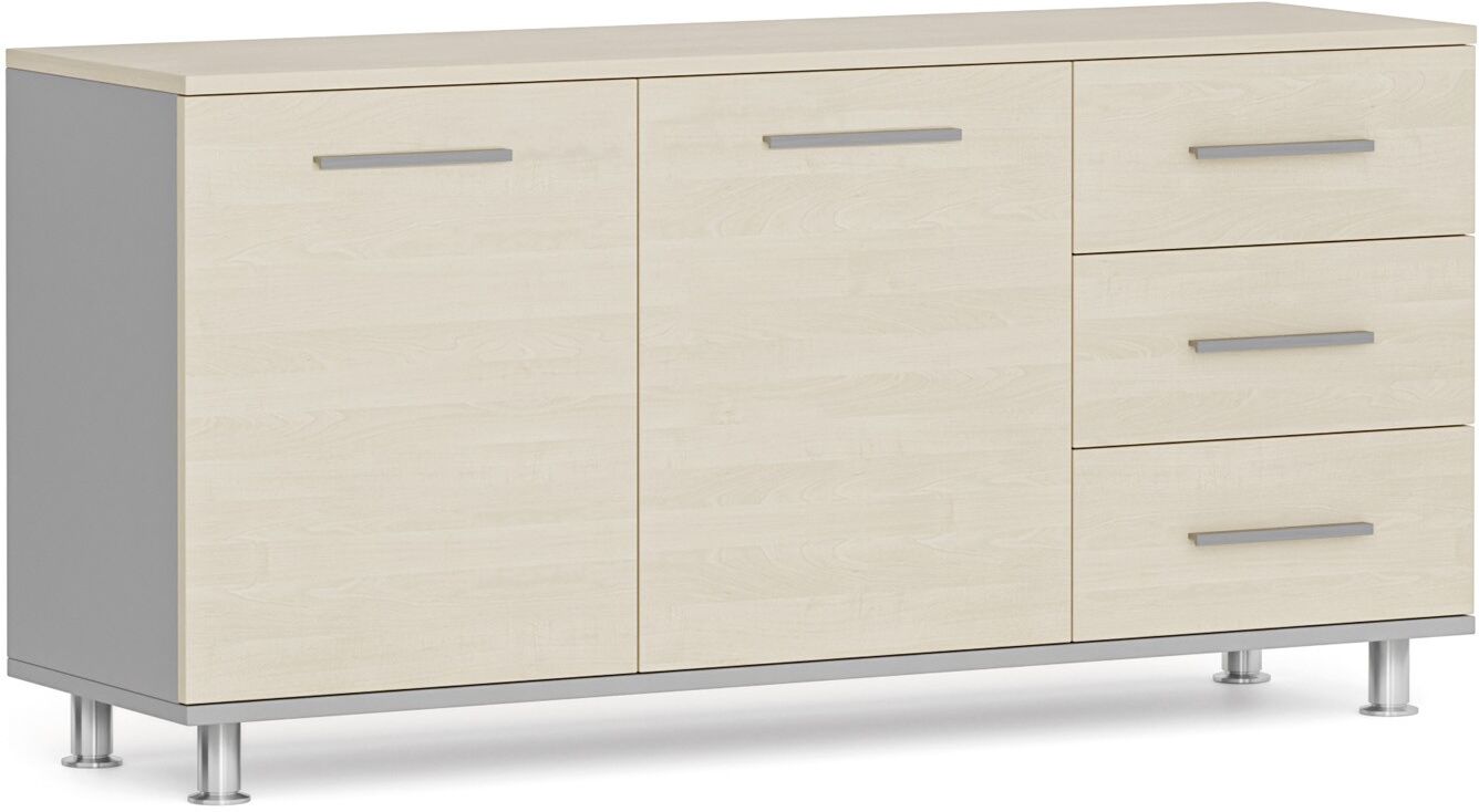 B2B Partner Schrank zum Tisch PRIMO, rechts, grau / Birke