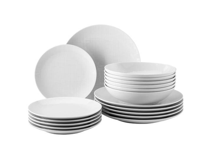 Rosenthal Tafelservice Mesh, Weiß, Keramik, 18-teilig, 200x200x100 cm, hitzebeständig, Essen & Trinken, Geschirr, Geschirr-Sets, Tafelservice