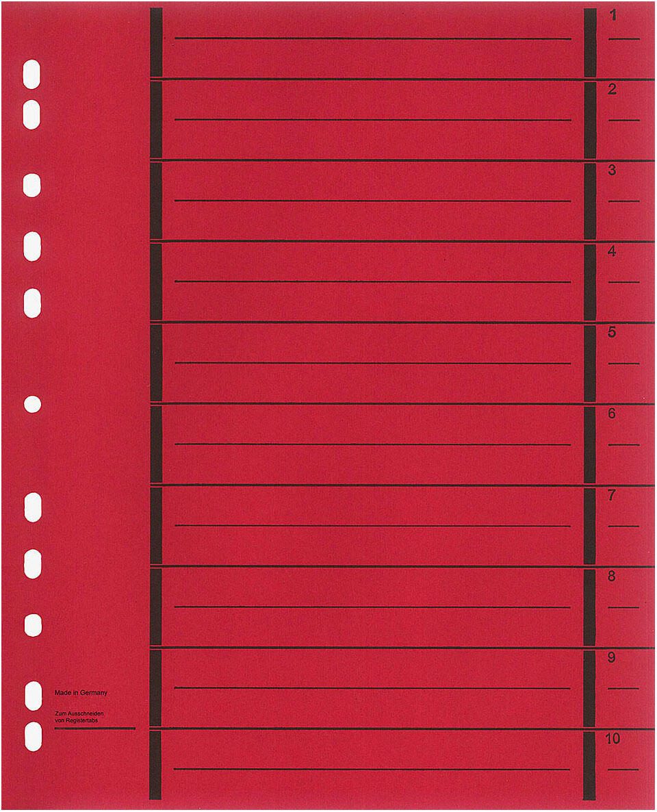 Wekre Trennblätter DIN A4 190 g/m² rot 951030850IF