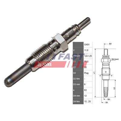 FAST Glühkerze, Standheizung FT82728 für Fiat