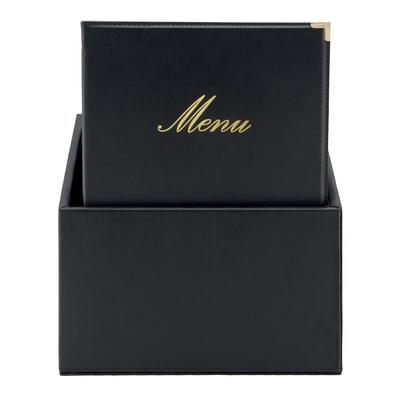 Securit® Box mit 20 Speisekartenhüllen A4 "Classic" - Schwarz - Kunstleder - 4 Ansichten