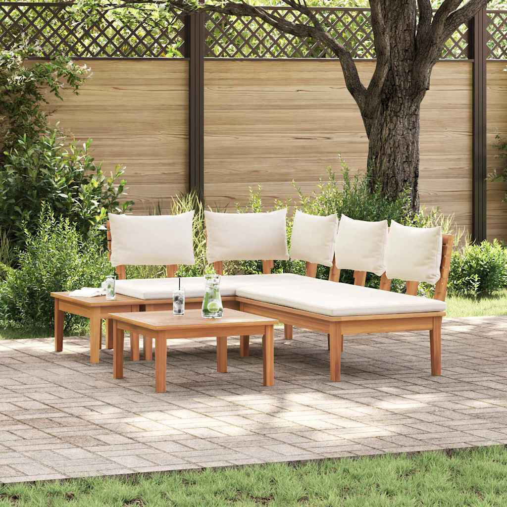 Highland Dunes Garden Bench Set With Cushion With Storage 4 Pcs Brown, Grey Cream 4