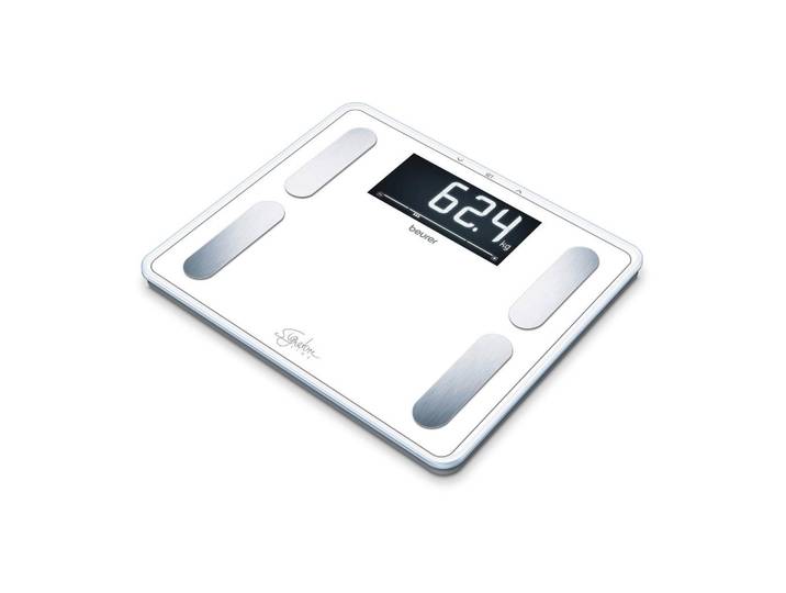 Beurer Personenwaage, Weiss, Glas, 30x2.8x35 cm, hohe Tragkraft, automatische Benutzererkennung, automatisches Ein-/Ausschalten, LCD-Display, 4 Sensoren, Badaccessoires, Personenwaagen