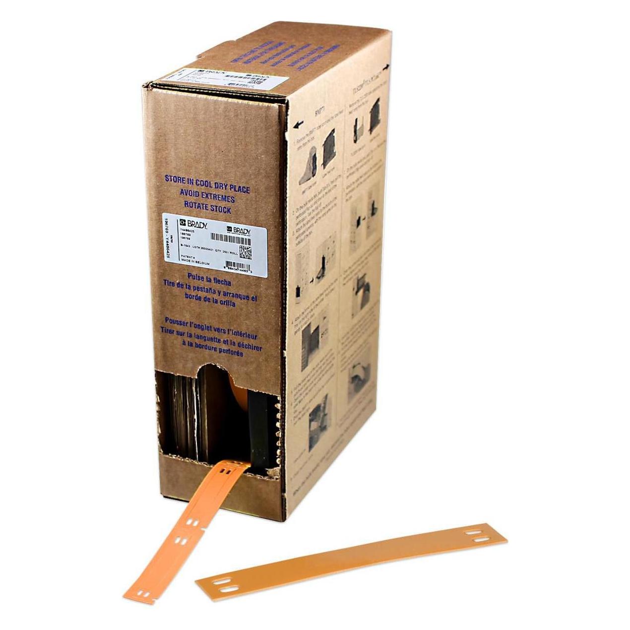 Brady BM7-10x75-7643-OR, Heatex Schilder, Orange, matt, 10.00 x 75.00 mm, nicht klebend, Grossrolle (10 mm) (BM-10X75-7643-OR)