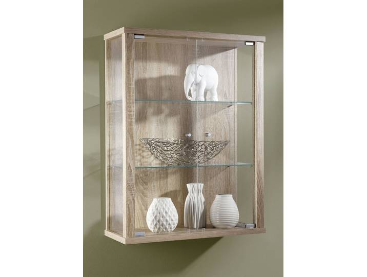 Hängevitrine mit ESG-Sicherheitsglas, Eiche-Sonoma, ohne LED-Beleuchtung
