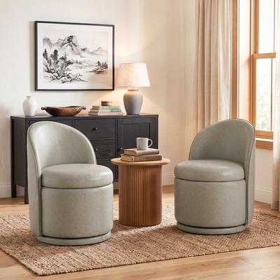 Uixe Faux Leather Swivel Accent Chair With Storage
