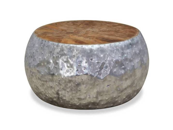 SALE 2026  Table à café Argent - Table basse Aluminium Teck 60x60x30cm PRO776166404