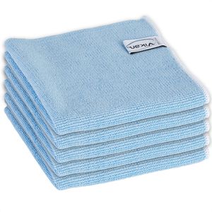 Vikan Allzwecktuch Original Mikrofaser-Tuch, 32 x 32 cm, aus Mikrofaser, blau, waschbar, 5 Stück