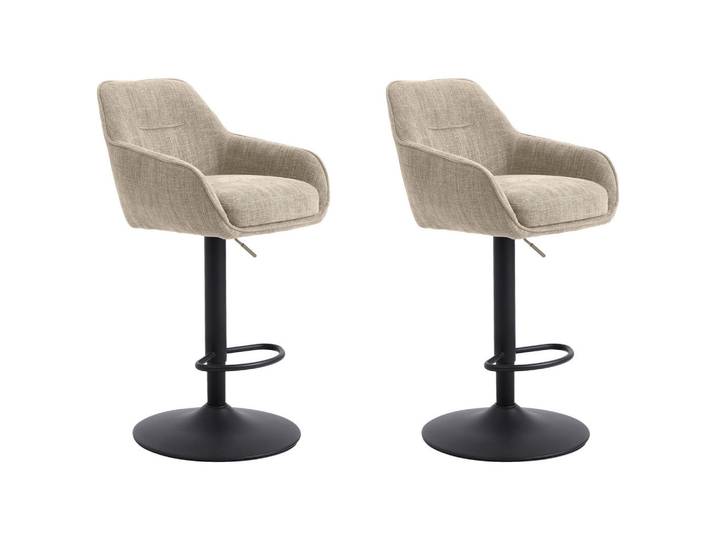Livetastic Barhocker-Set, Creme, Beige, Säule, 51x95.5-110x53 cm, Sitzfläche 360° drehbar, Esszimmer, Barmöbel, Barhocker