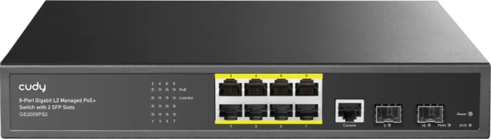 CUDY 8-Port Layer 2 Managed Gigabit PoE+ Switch with 2 Gigabit SFP Slots, 120W