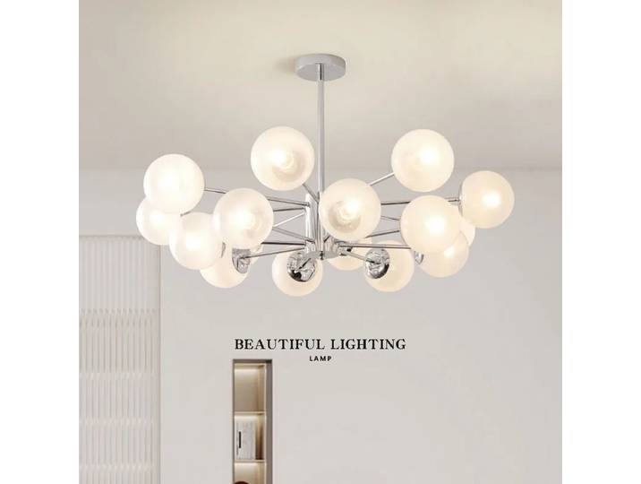 Lustre chromé moderne pendentif en argent nordique lumières Led pour chambre salon cuisine intérieur verre suspendu luminaire