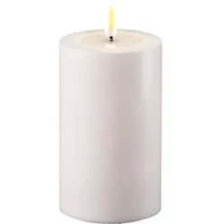 Deluxe Homeart LED Real Flame Outdoor Stumpenkerze weiß, Ø7,5 x H12,5cm, weiss