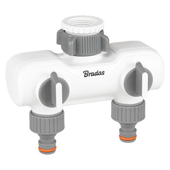 Bradas 2-Wege-Verteiler Gw 1 - mit Ventilen / Weiss (Schlauchverbinder) (54217302)