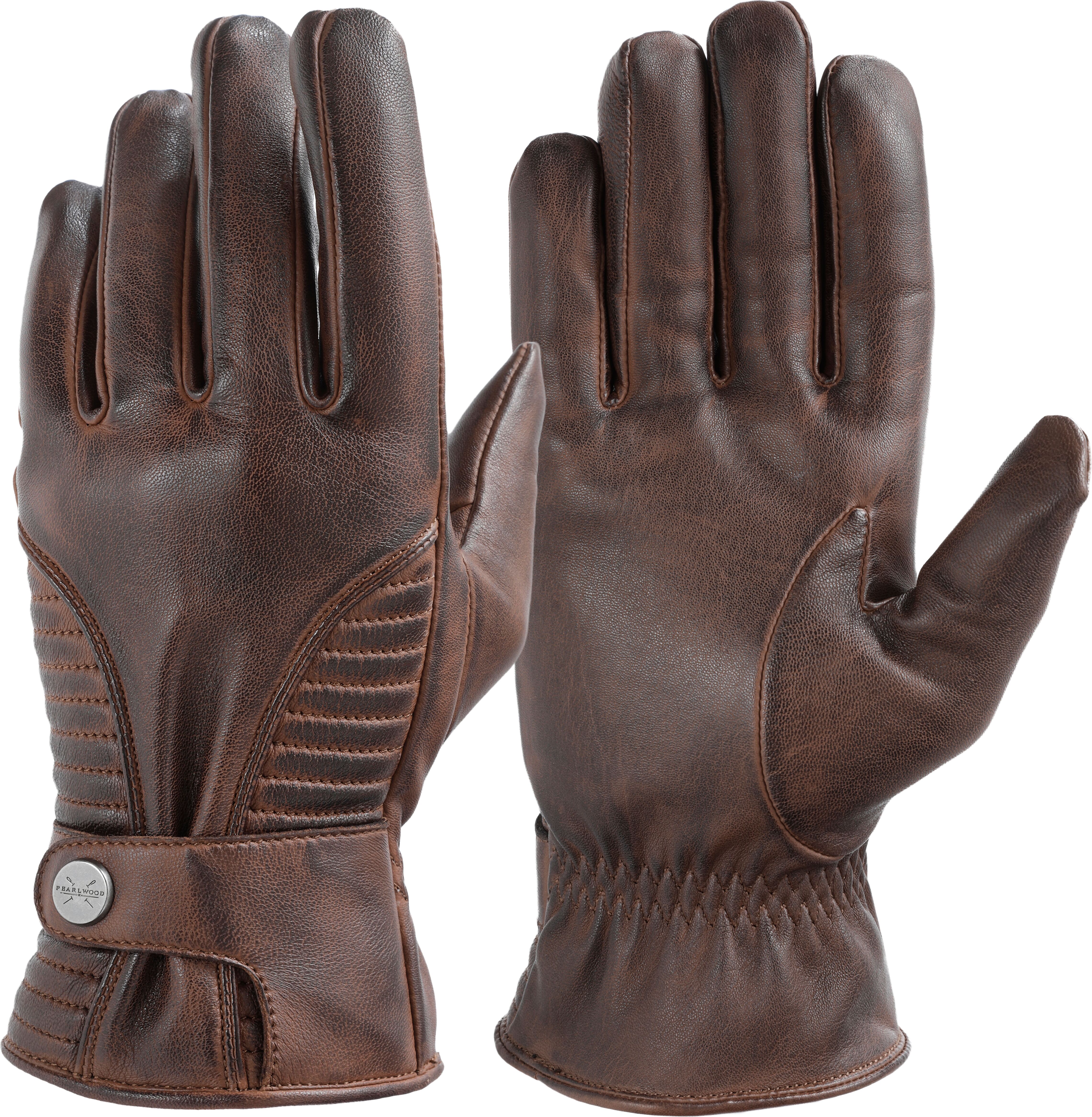Lederhandschuhe PEARLWOOD "BRITT", Herren, Gr. 9, braun (oleva), Schafsleder, Handschuhe Lederhandschuhe oleva 9