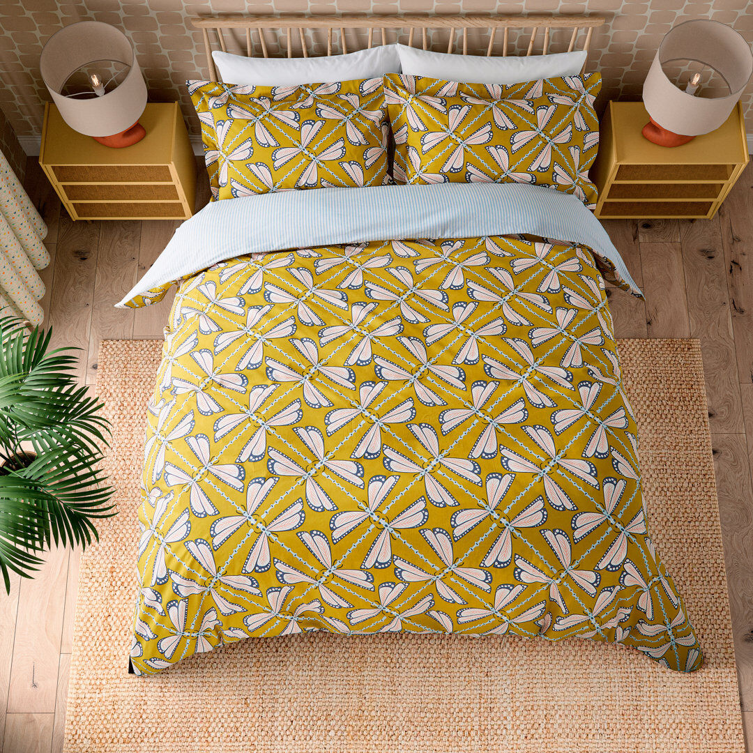 SCION Moon Flights Cotton Animal Print Duvet Cover Set with Pillowcases Included Yellow Super King Duvet Cover + 2 Pillowcases