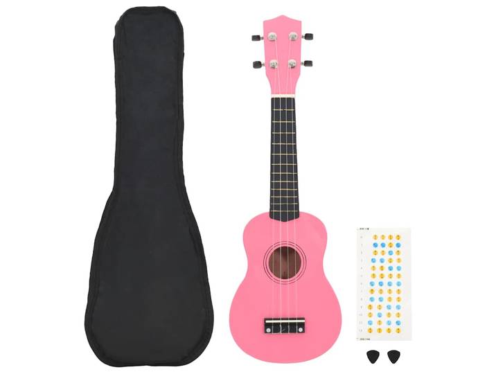 vidaXL Sopran-Ukulele-Set mit Tasche für Kinder Rosa 23