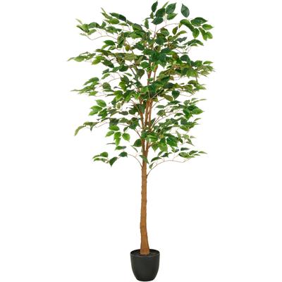 Kunstbaum CREATIV GREEN "Ficus Benjamina", grün (hellgrün), H:150cm, Kunststoff, Kunstpflanzen, mit naturgetreuem Blattwerk und Stamm