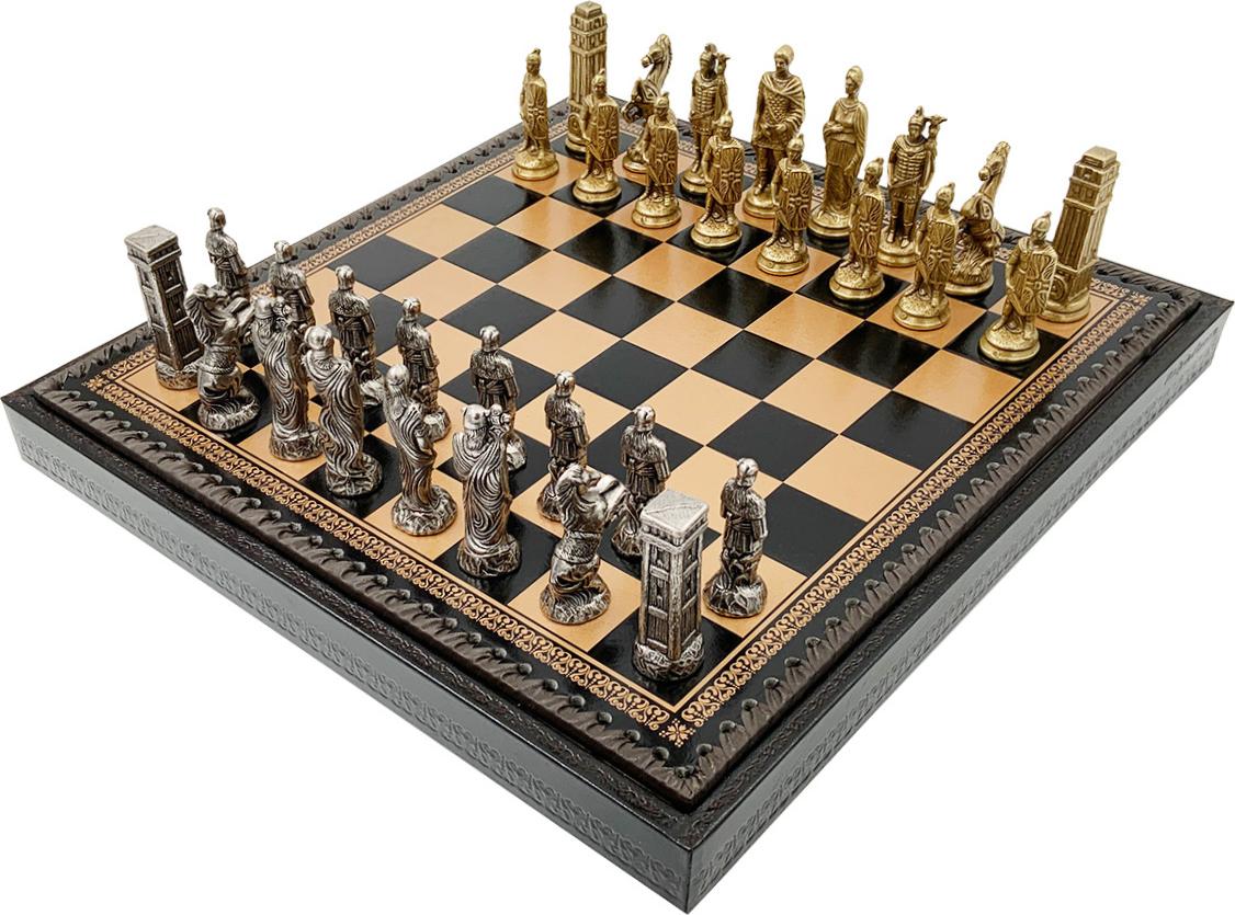 ITALFAMA 3-IN-1 SET "RÖMER vs BARBAREN" - SCHACH 7,5 + DAME + BACKGAMMON