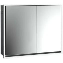 emco loft Lichtspiegelschrank, 800mm, 2 Türen, Unterputzmodell, Schwarz/spiegel, 979813311, Ausführung: breite Tür links
